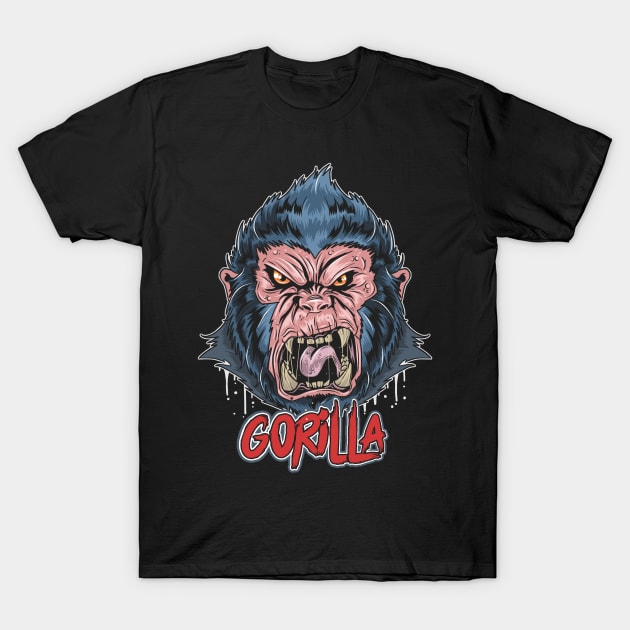 gorilla angry face artwork T-Shirt by zwestshops